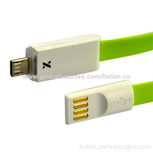 TPE material micro USB data and charging cable with LED light